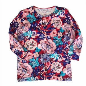 Isaac Mizrahi Live Bright‎ Floral Cardigan XS Cardigan Sweater Dopamine Dressing